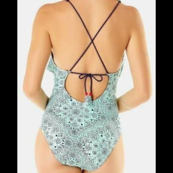 Anne Cole Studio Mykonos Medallion Plunging Neckline Strappy One-Piece Swimsuit - Picture 2 of 7